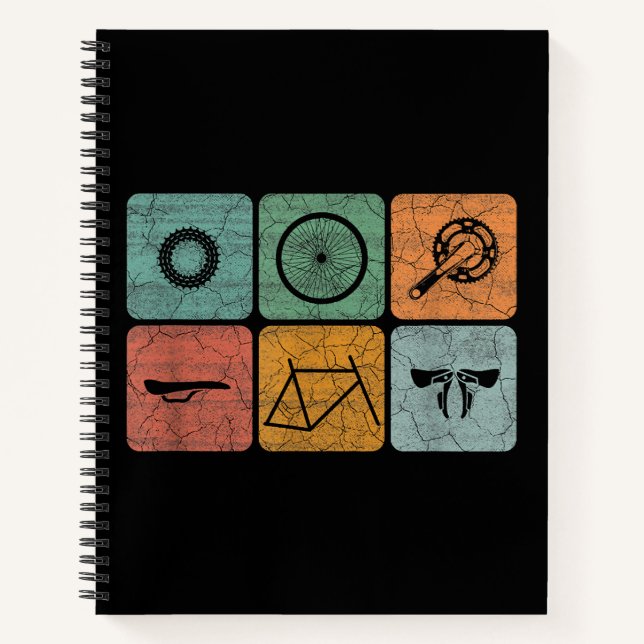 Fahrradverleih Vintage Fahrradteile Fahrradgeschen Notizbuch (Vorderseite)
