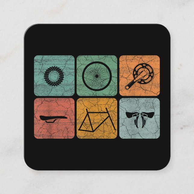 Fahrradverleih Vintage Fahrradteile Fahrradgeschen Quadratische Visitenkarte (Vorderseite)
