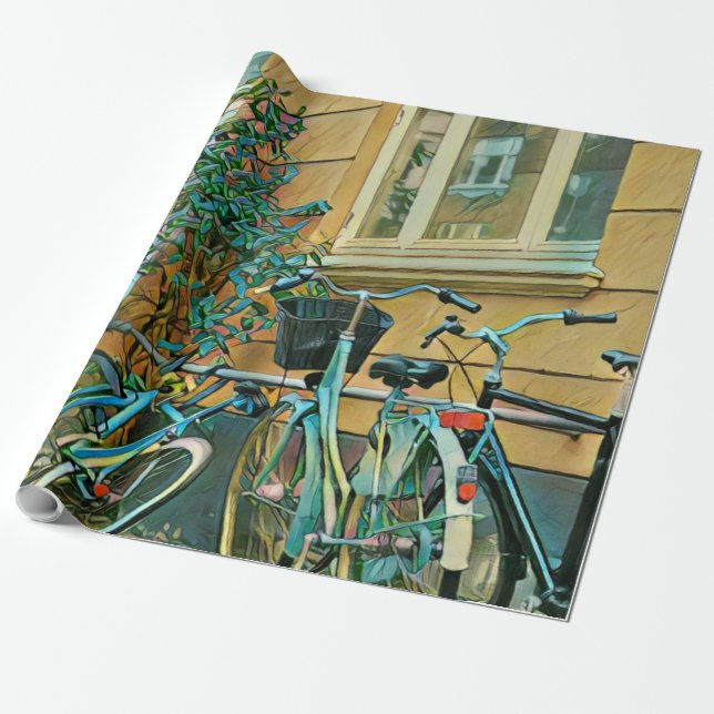 Fahrradverleihgift | Cycling Painting Geschenkpapier (Ungerollt)