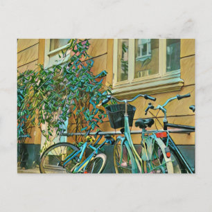 Fahrradverleihgift Cycling Painting Postkarte