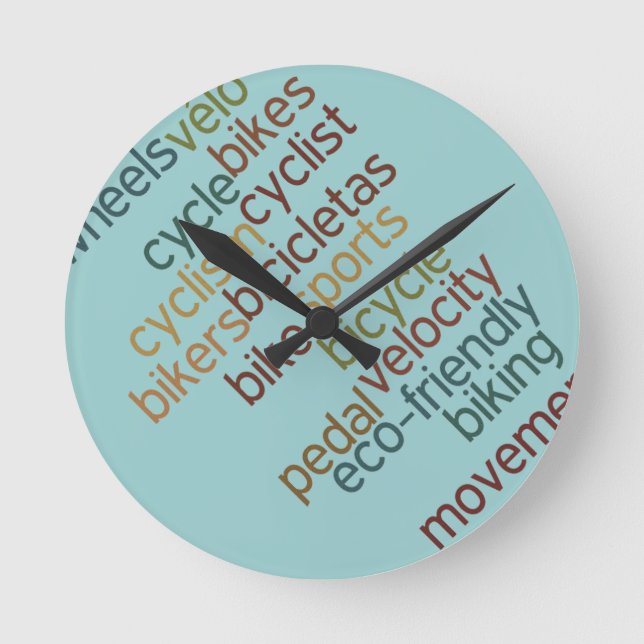 Fahrradwolke Runde Wanduhr (Vorderseite)