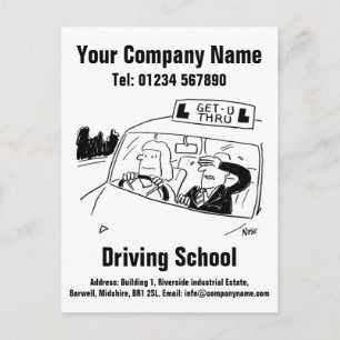 Fahrschul-Cartoon-Design zur Personalisierung Postkarte