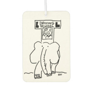 Fahrschule Cartoon mit Elefant Autolufterfrischer
