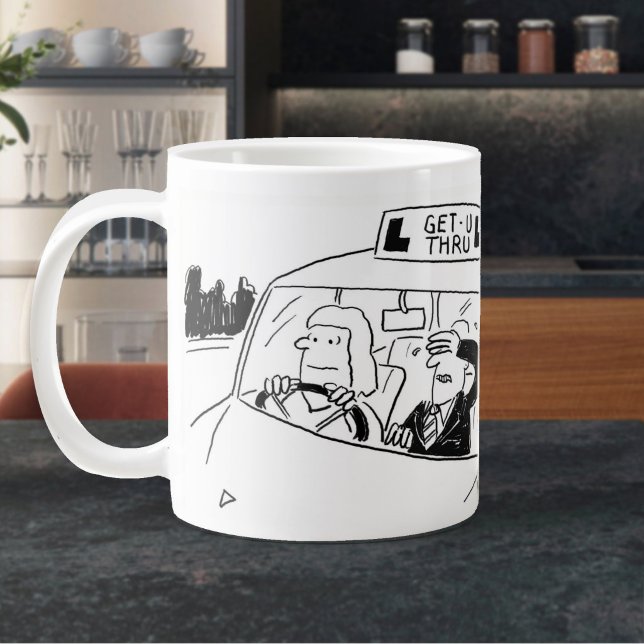 Fahrschullehrer oder Prüfer Cartoon Jumbo-Tasse (Large Driving School Mug)