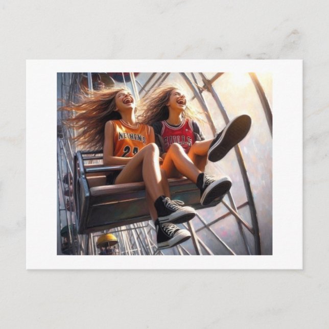 Fahrt auf dem Riesenrad Postkarte (Vorderseite)