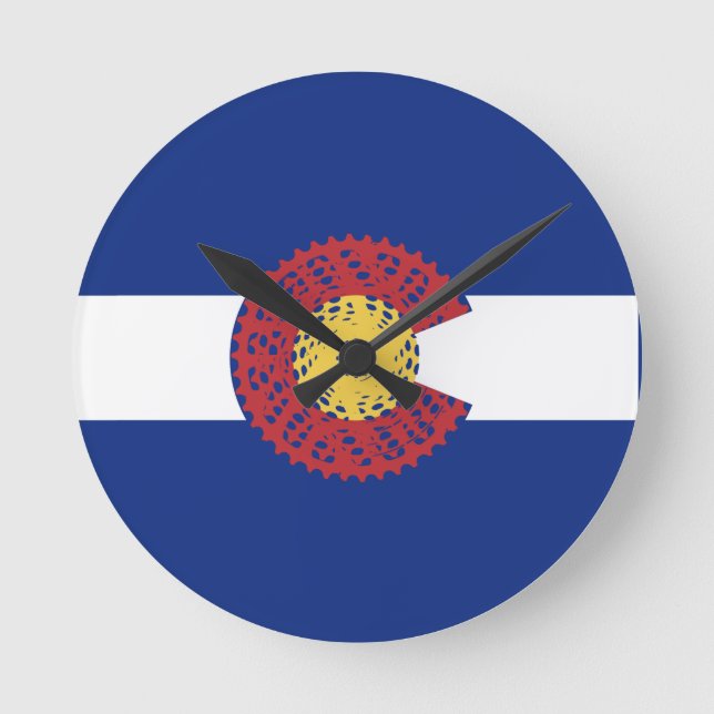Fahrt Colorado (Fahrradkassette) Runde Wanduhr (Vorderseite)