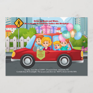Fahrt durch Geburtstag Party Parade Einladung