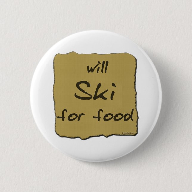 Fährt für Nahrung Ski Button (Vorderseite)