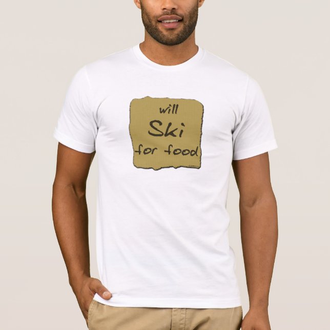 Fährt für Nahrung Ski T-Shirt (Vorderseite)