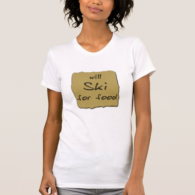 Fährt für Nahrung Ski T-Shirt (Vorderseite)