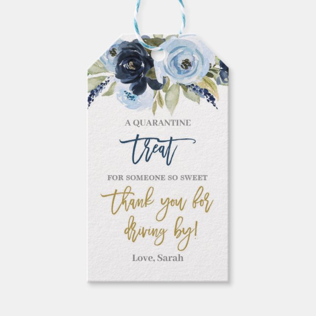 Fahrt mit blauer Blume Geschenkanhänger (Vorderseite)