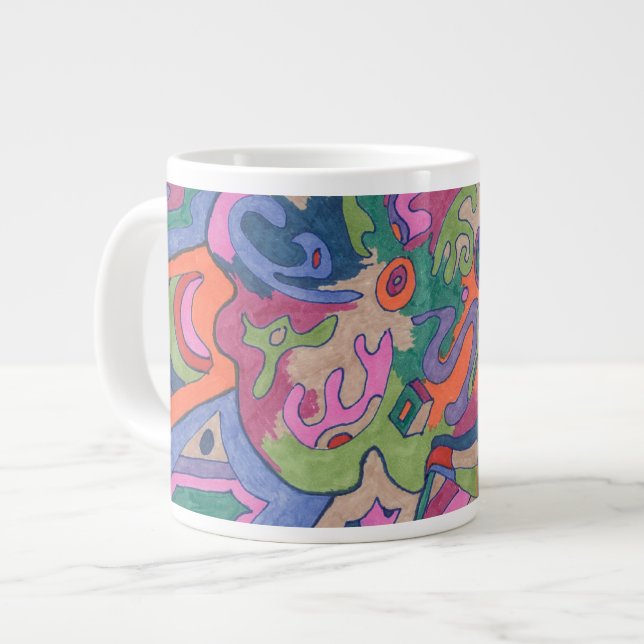 Fahrt mit dem Groovy Rainbow, abstrakt Jumbo-Tasse (Vorderseite Links)
