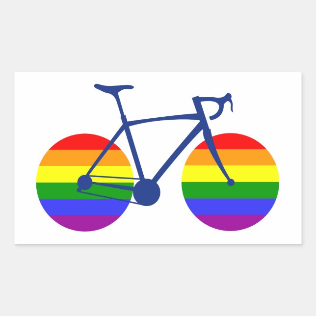 Fahrt mit dem Pride Bike Rechteckiger Aufkleber (Vorderseite)