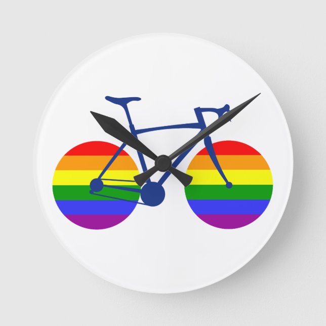 Fahrt mit dem Pride Bike Runde Wanduhr (Vorderseite)