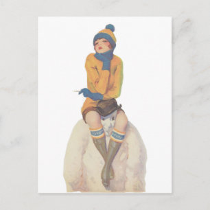 Fahrt mit dem Schneemann Postkarte