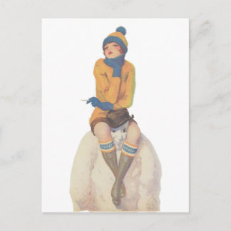 Fahrt mit dem Schneemann Postkarte