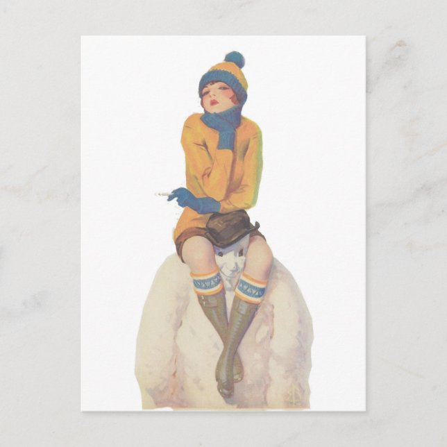 Fahrt mit dem Schneemann Postkarte (Vorderseite)