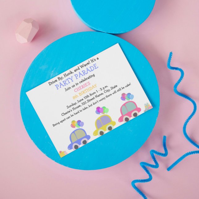Fahrt mit der Geburtstagsparade Einladung (Von Creator hochgeladen)