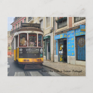 Fahrt mit der Straßenbahn in Lissabon Portugal Postkarte