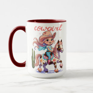 Fahrt mit Freude - Niedliches Cowgirl auf ihrem Ge Tasse