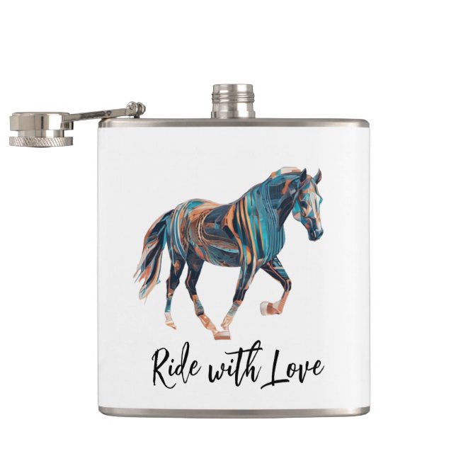 Fahrt mit Liebe Vinyl Wrapped Flask Flachmann (Geöffnet)