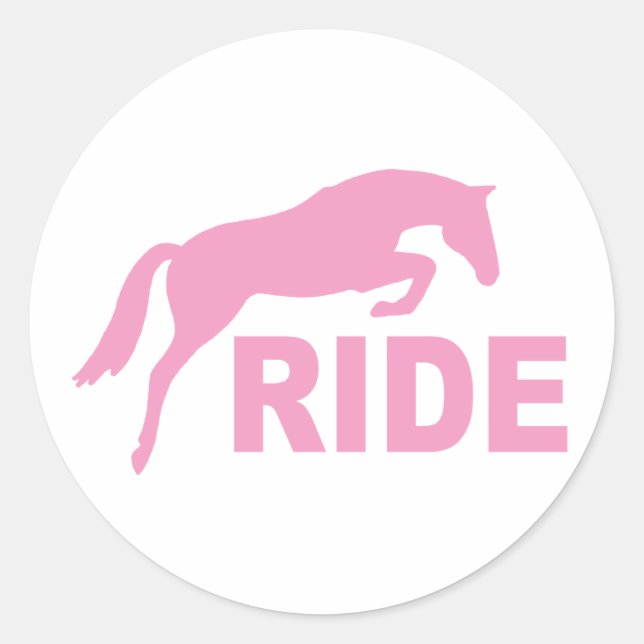 FAHRT mit Sprungpferd (pink) Runder Aufkleber (Vorderseite)