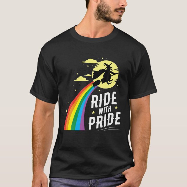 Fahrt mit stolzen LGBT-Schwulen-Lesben-Hexe Hallow T-Shirt (Vorderseite)