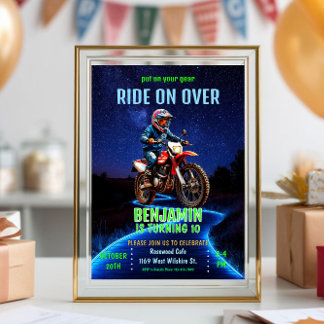 Fahrt über Motocross/Motorrad Thema Geburtstag Einladung
