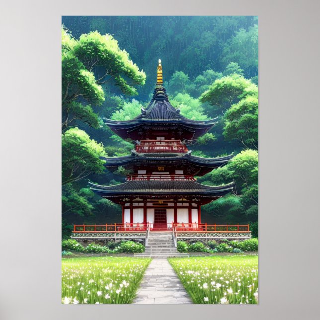 Fahrt zum japanischen Holztempel Poster (Vorne)