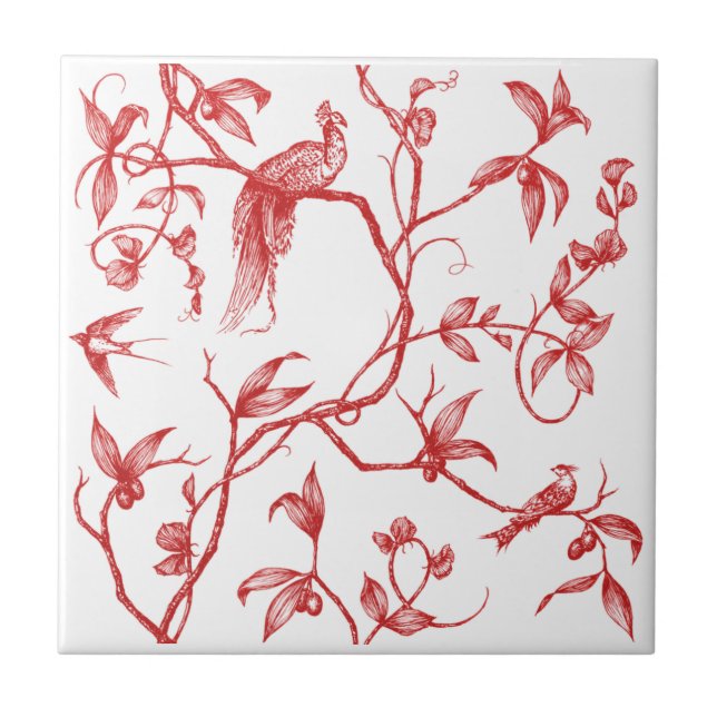 Fahrt zum Schloss Peacock Rote Keramik Tile Fliese (Vorderseite)