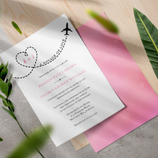 Fahrt zur Liebe Hochzeit in Urlaubsort der Flugstr Einladung