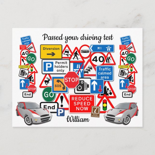 Fahrtest bestanden ~ Herzlichen Glückwunsch! Postkarte (Vorderseite)
