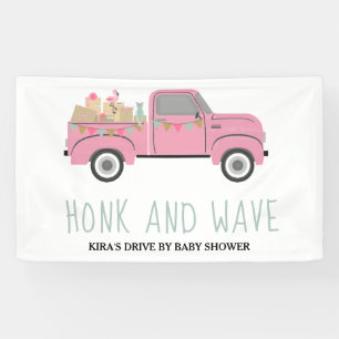 Fahrwerk mit Baby Dusche und Wave Pink Truck Banner