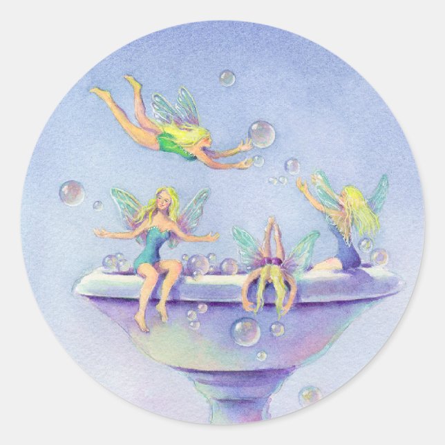 FAIERIES BUBBLE BAD by SHARON SHARPE Runder Aufkleber (Vorderseite)