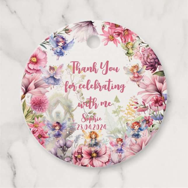 Faigarden Aquarell Kindergeburtstag Vielen Dank Geschenkanhänger (Vorderseite)