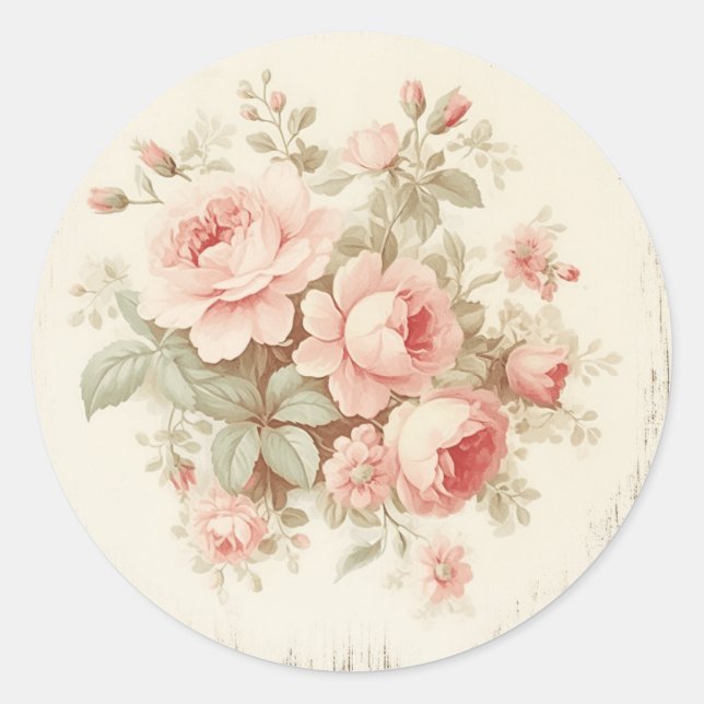 Faint Pink Glimmers Shabby Chic Runder Aufkleber (Vorderseite)
