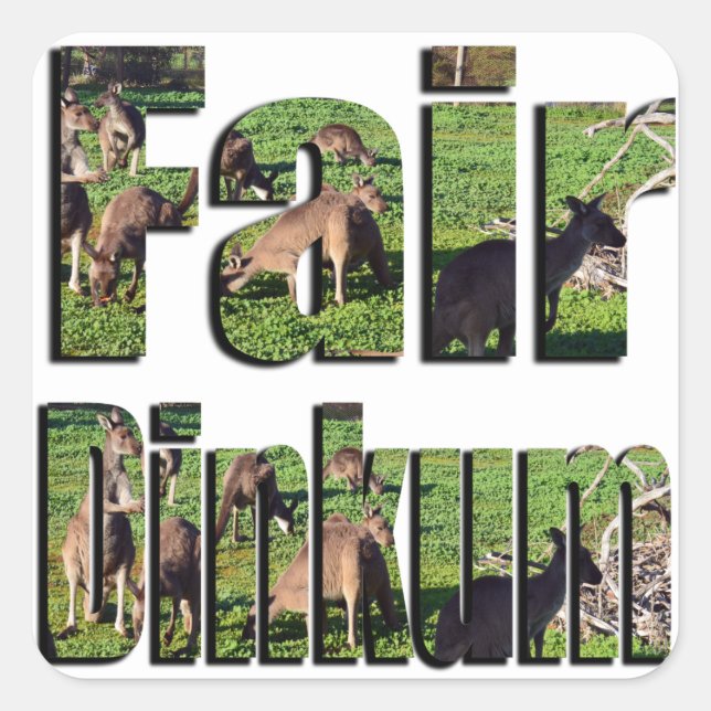 Fair Dinkum Aussie Slang Logo, Quadratischer Aufkleber (Vorderseite)