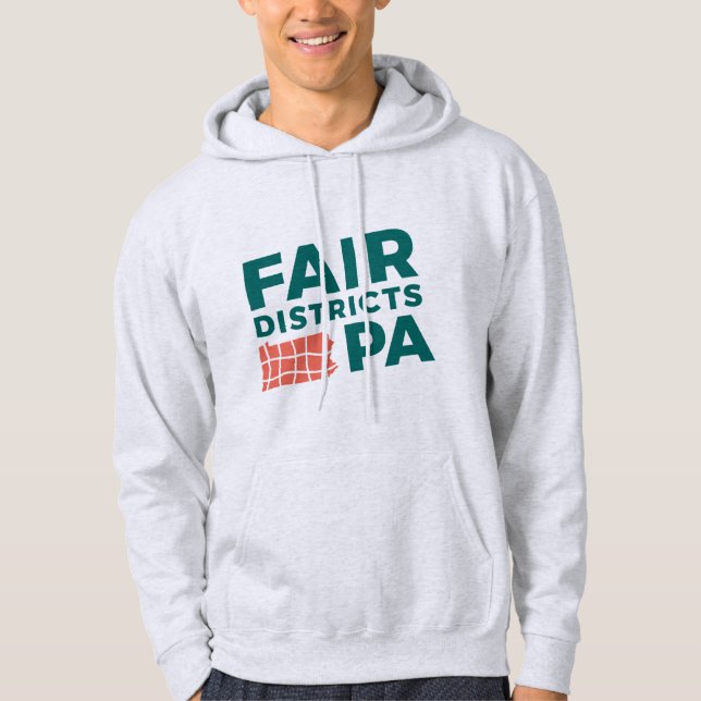 Fair Districts PA Aschgrauer Kapuzenpullover Hoodie (Vorderseite)