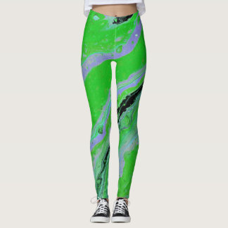 Fair Game 3 Green Lilac Stripte Abstrakte Leggings