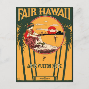 Fair Hawaii Vintag Sheet Music Cover Postkarte
