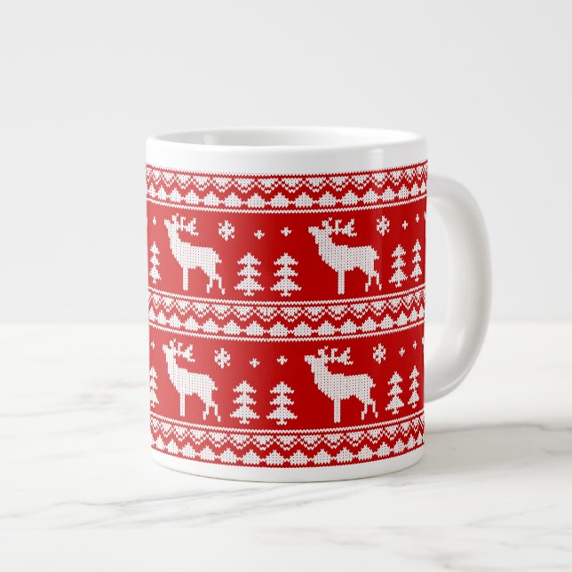 Fair Isle Christmas Sweater Pattern Jumbo-Tasse (Vorderseite Rechts)