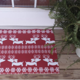 Fair Isle Dackel Weihnachten Doormat Dackel Hund Fußmatte