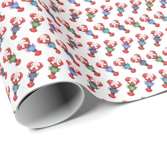 Fair Isle Hummer Geschenkpapier (Rolleneckpunkt)