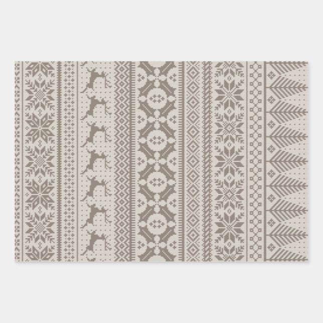 Fair Isle Strick Sweater Geschenkpapier Set (Vorderseite)