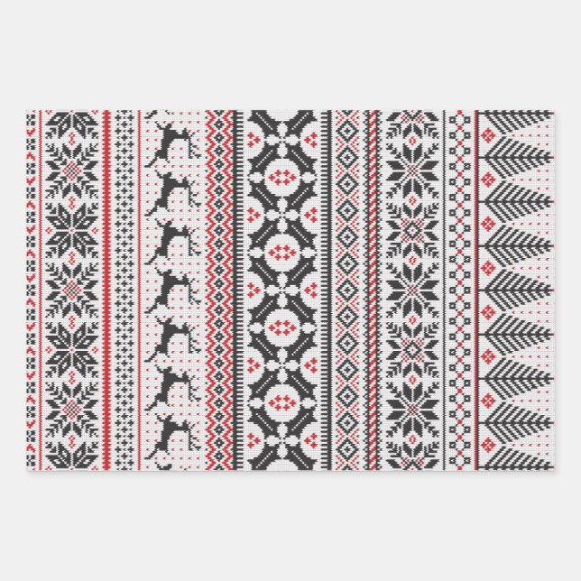 Fair Isle Strick Sweater Geschenkpapier Set (Vorderseite)