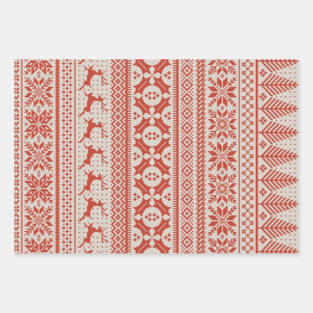 Fair Isle Strick Sweater Geschenkpapier Set (Vorderseite)