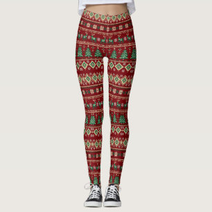 Fair Isle Weihnachts-Pyjama-Hosen - Nordic PJs Leggings