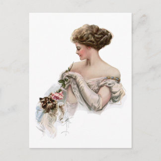 Fair Maiden Teases a Kitten Postkarte