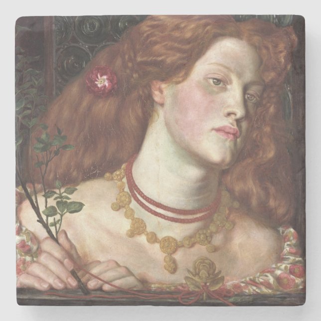 Fair Rosamund (Elegant & schöne Rotkopffrau) Steinuntersetzer (Vorderseite)