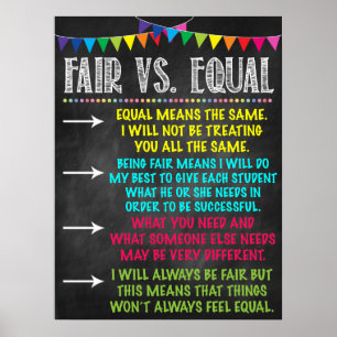 Fair Vs. Equal Klassenzimmer Poster